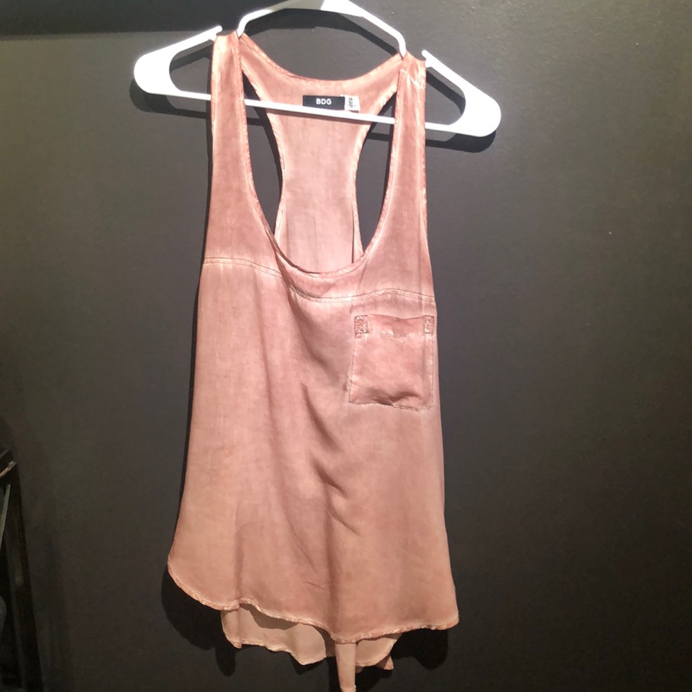 Flowy Pink & White Washed Racerback Tank